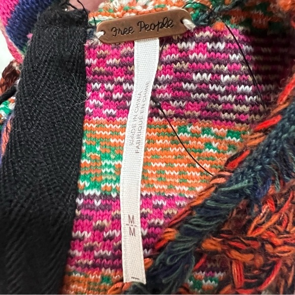 Free People Rare Hearts Tunic Knit Open Sides Multicolor Bohemian Top Womens Med - Picture 15 of 16